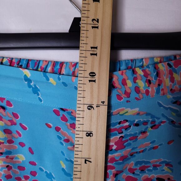 Lilly Pulitzer Pants Large Colorful Middleton Palazzo Shorely Blue Wide Leg - Picture 11 of 13